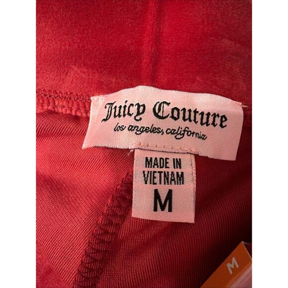 NWT Juicy Couture Red Velour Track Pants Medium Rhinestone Juicy Logo - Picture 4 of 10
